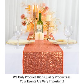 ShinyBeauty Sequin Table Runners - Pack of 10 Orange 12x72-Inch Wedding Party Catering Event Decorations Glitter Fabric Sequin Table Runner 72 Inches