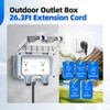 Outdoor Power Outlet Box with 26.3Ft Extension Cord, NEMA 5-15R,