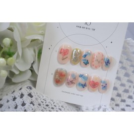 Handmade nail tip - fluffy sketch  - short square / 수제네일팁 - 몽글몽글 스케치  - 숏 스퀘어
