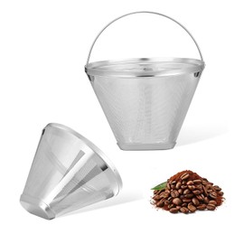 Stainless Steel Coffee Filter, Coffee Filter, Reusable Coffee Filter, Permanent Filter, Coffee, Size 4 Filter Coffee Attachment, Coffee Hand Filter, Permanent Coffee Filter with Handle for Filtering