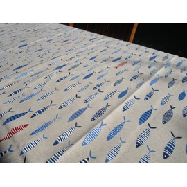 Rectangular Tablecloth 100% Cotton Colourful Fish All Sizes Made in Italy. Novelty 2022!!!! (140 x 180 cm)
