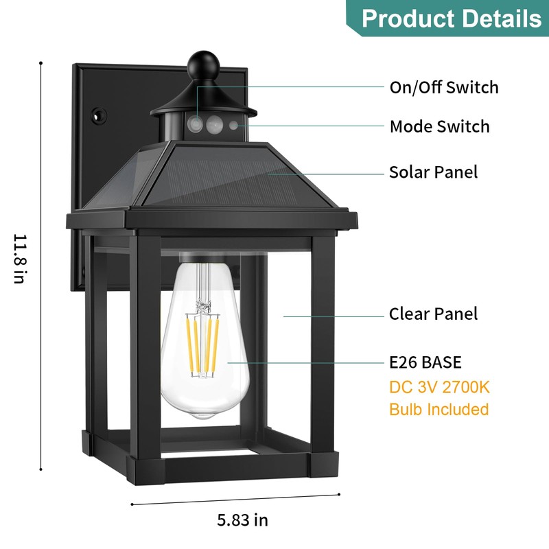 AEQ Solar Porch Lights Outdoor, Solar Sconce Lights Outdoor with