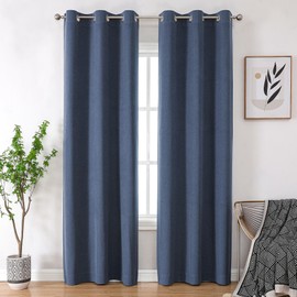 OVZME 100% Black Out Curtains 96 inch Long 2 Panels Set, Full Light Blocking Long Curtains for Bedroom Living Room, Thermal Insulated Soundproof Grommet Curtains & Drapes, 40Wx96L, Indigo Blue