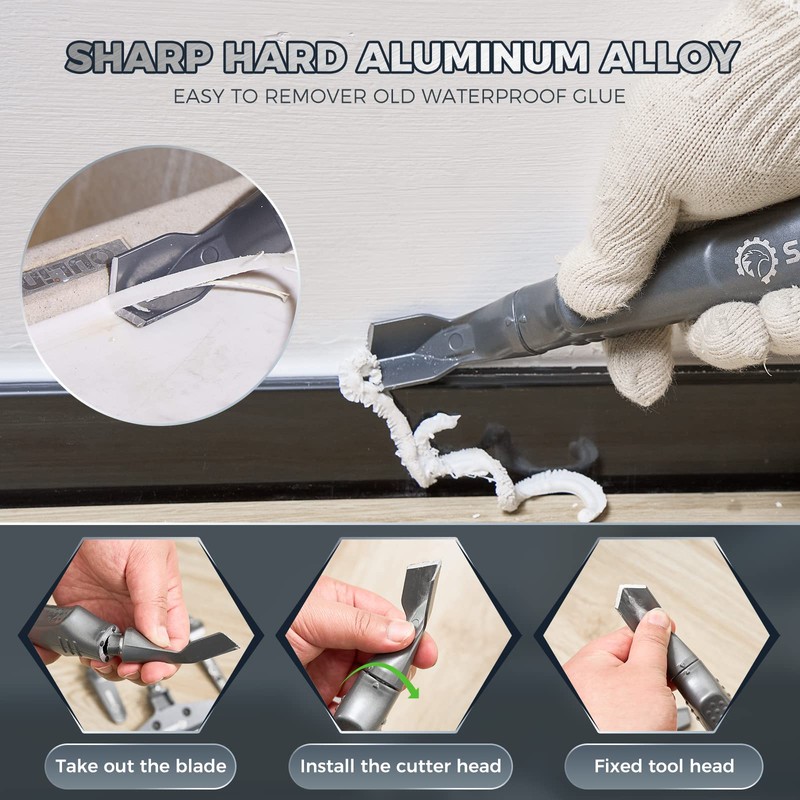 Saker Caulking Tool Kit-Aluminum 4 in 1 Sealant Finishing Tool