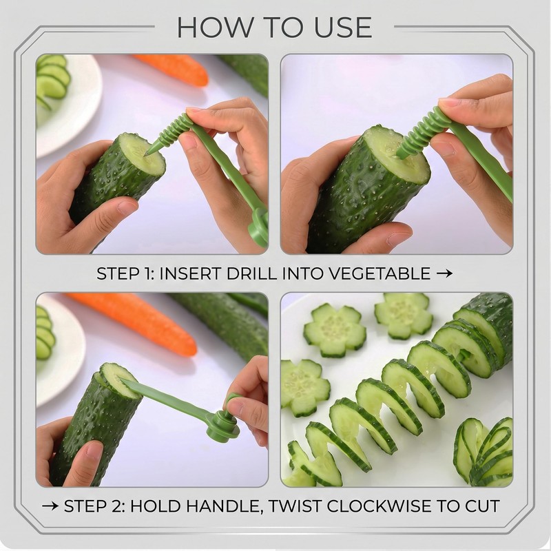 2 Pcs Spiral Cutter,Potato Spiral Cutter,Manual Fruit Spiralizer Vegetable Slicer
