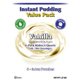GramZero Vanilla Sugar Free Pudding Mix 6-Pack, Great For Nutrition Club Meal Replacement Shakes, Low Calorie Dessert, Stevia Sweetened