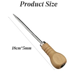 180mm (7") Bradawl Tool with Wooden Handle - Versatile Awl Tool Tailor Sew Tip Needle Sewing Pricker for Wood, Leather, and Crafting