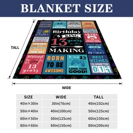 13 Year Old Boy Gifts, 13 Year Old Boy Birthday Gift Ideas 50x60 Inch 13 Year Birthday Throw Blanket Son Grandson Gifts from Mom Dad Grandparents