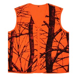 Volein Blaze Orange Camo Hunting Vest,Lightweight,Zipper Closure (XX-Large)