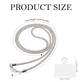 Ajcotahm Crossbody Phone Lanyard, Anti-Theft Crossbody Phone Chain Universal Water Diamond Neck Holder Phones Chain for Most Mobile Phones and Bags(Silver)