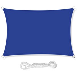 HEYOMART Awning sun protection including mounting ropes, PES polyester, waterproof, 2 x 3 m, rectangular awning with 98% UV protection for outdoor, patio, garden, patio, camping, blue