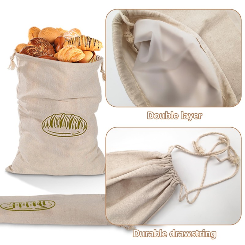 SEABABOO Linen Bread Bag 30 x 40 cm and Long