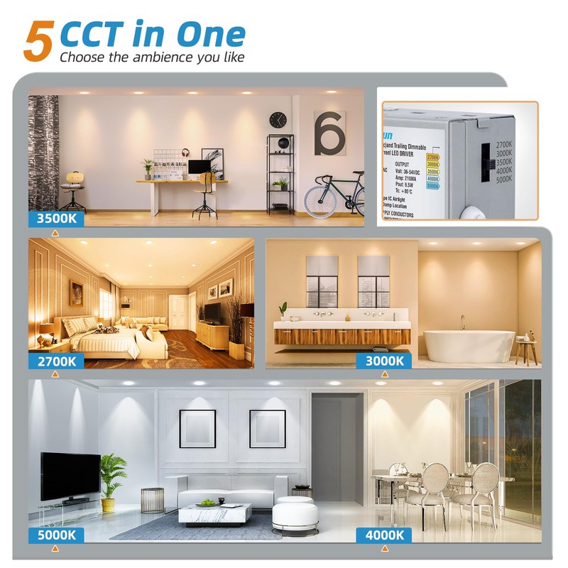 VOLISUN 12 Pack 3 inch Recessed Lighting, 5CCT LED Recessed