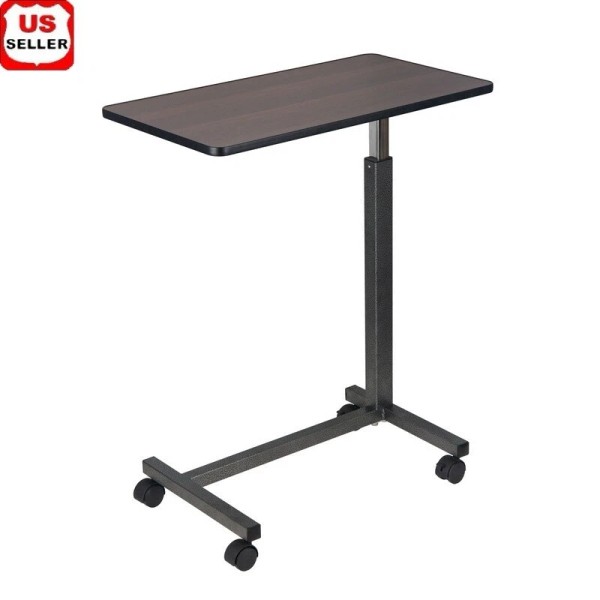Unbranded Adjustable Non-Tilt Overbed Table Rolling Lightweight with Locking Surface