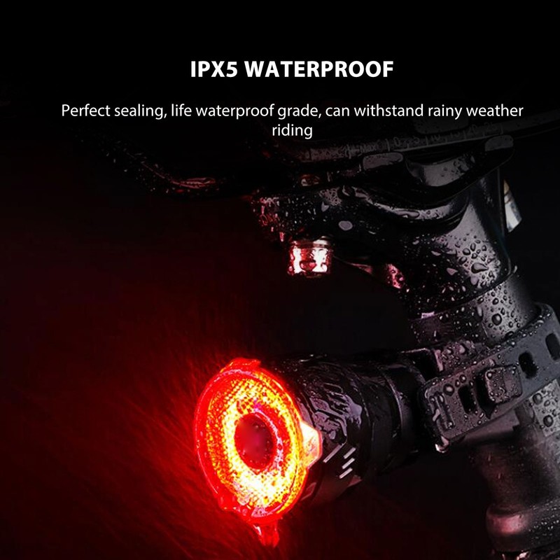 Smart Bike Tail Light Automatic On Off Rechargeable Red Back
