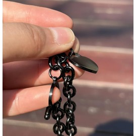 WangGao Elegent Love Stainless Steel Link Chain Blank Heart Charms Choker for Women Toggle Clasp Closure Short Necklace,Black Color