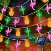Solar Summer Hawaiian Outdoor Lights, 16Ft 40 LED Flamingo Pineapple
