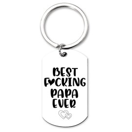 Papa Grandpa Birthday Keychain from Grandkids - Father's Day Gift for Grandfathers, Granddad from Grandchildren - Funny for Grandpa Dad - Best Fucking Papa Ever Key Chain