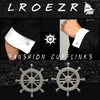 LROEZR Cufflinks for Men Ship Wheel and Nautical Anchor Stainless