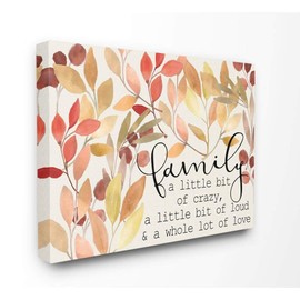Stupell Industries Love Family Home Inspirational Word Leaves Red Yellow Design Oversized Stretched Canvas Wall Art by Kimberly Allen, 24 x 1.5 x 30, Multi-Color