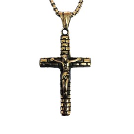 VYH Stainless Steel Cross Pendant Necklace with Jesus Crucifix Christian Jewelry Gift, Normal Size, Stainless Steel, No Gemstone