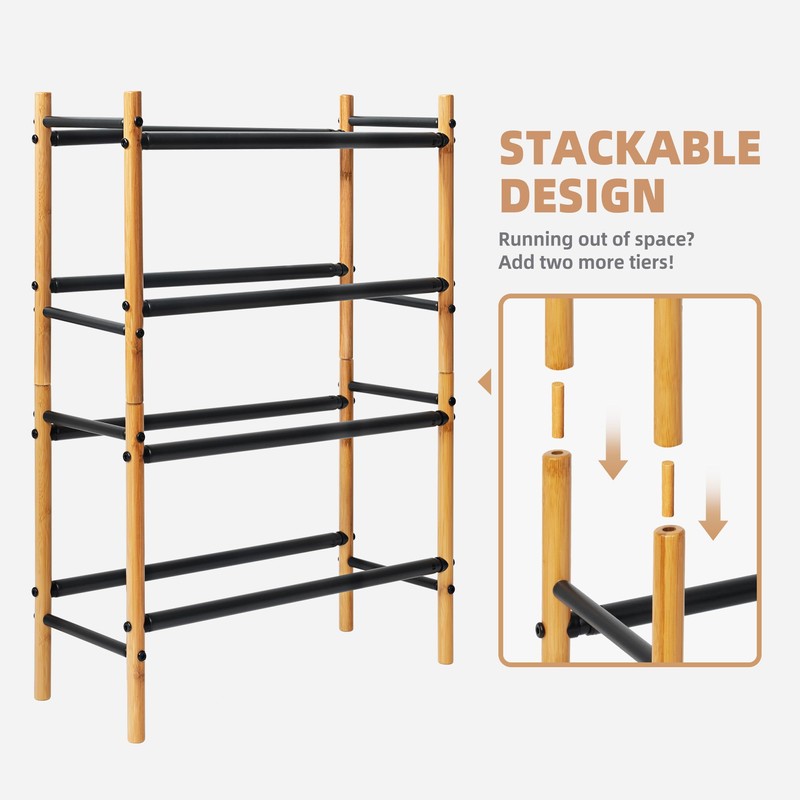 STORAGE MANIAC Expandable Shoe Rack, 12 Pairs Stackable Small Shoe