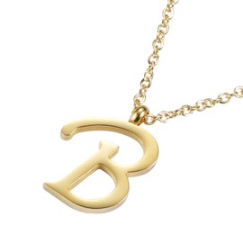 Morella Ladies' Necklace with Letter Pendant, Stainless Steel Gold, in Gift Bag., Stainless Steel