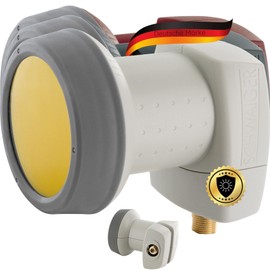 Schwaiger 714371 Digital Premium Quad LNB (Charcoal) for Two Participants with Sun Protect and Pull-Out Weather Protection, Gold-Plated Connectors for the Highest Quality (Full HD, 3D, Ultra HD / 4K)