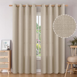 BGment Faux Linen Curtains for Living Room 84 Inch Length 2 Panels Set, Burlap Textured Thick Long Curtains Light Filtering Privacy Window Curtain Drapes with Grommet, 52 Inch Wide Each Panel, Oatmeal