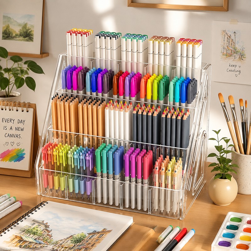 Acrylic Marker Pen Holder Organizer for Artists & Students –