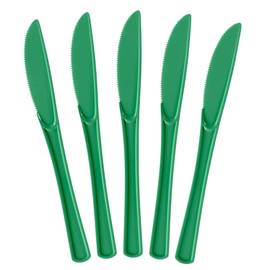 Exquisite Disposable Green Plastic Knives 50 Pcs - Heavy Duty Green Plastic Disposable Cutlery - Green Disposable Flatware, Green Plastic Silverware, Plastic Knives Green