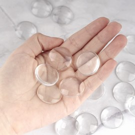 30PCS Clear Glass Cabochons 1 Inch Dome Tile Clear Glass Pebbles Non-Calibrated Round Gems for Crafts, Cameo Pendants, Photo Jewelry, Rings, Necklaces