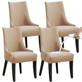 RHYII Waterproof Wingback Side Chair Cover Set of 4, Stretch Wingback Chair Covers Slipcover Banquet Chair Cover Arm Chair Protector Accent Chair Covers for Home Party Weeding Decor Sand