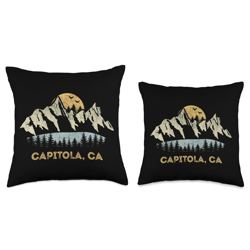 Capitola California Mountain Sunset Sunrise CA Throw Pillow