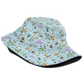 Dinosaur Bucket Hats for Women Fisherman Hat Travel Beach Sun Hat Reversible Unisex Cap