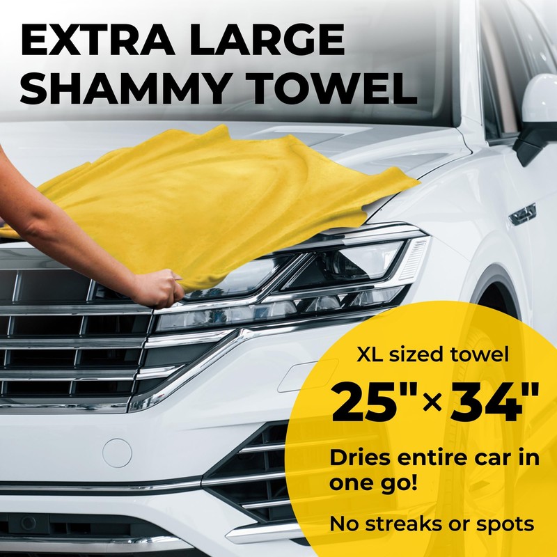 Premium XL Shammy Towel for Car - 2pk (34”x25”) -