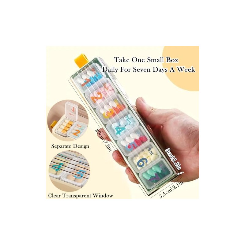 Weekly Pill Box 7 Day, Tablet Organiser for Travel– 7