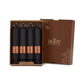 Root Candles Unscented Dinner Candles Premium Beeswax Blend Boxed Candle Set, 7-Inch, Black, 4-Count
