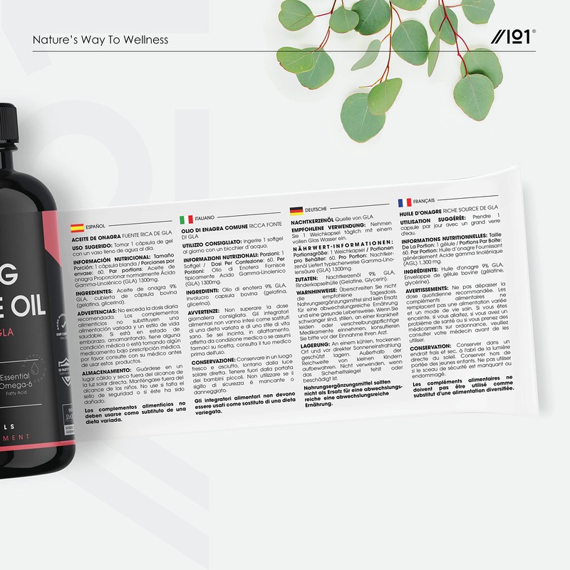 Evening Primrose Oil 1300mg | 60 Capsules | Cold-Pressed Rich