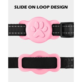 Dynmeow 1 Pack Airtag Cat Collar Holder, Stretchy Silicone Airtag Holder for Puppy Small Dog, Anti-Lost Dog Airtag Holder Compatible with 3/8 and 5/8 inch Wide Collar (Pink)