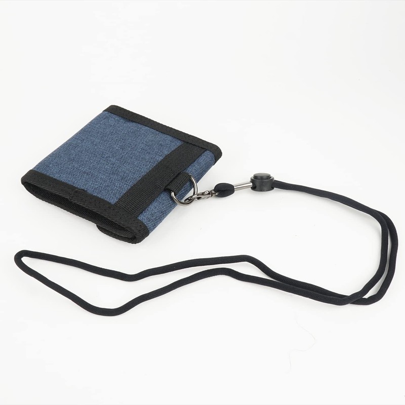 Logo Spark Men's Bi-fold Neck Wallet with Strap, navy