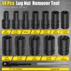 Topec 14PCS Lug Nut Removal Tool, 1/2" Drive Lug Nut