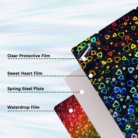 IdeaFormer Holographic PEH Effect Sheet for Anycubic Kobra S1/Kobra S1 Combo 264×276mm Double Sided Sweet Heart+Waterdrop Spring Steel Build Plate