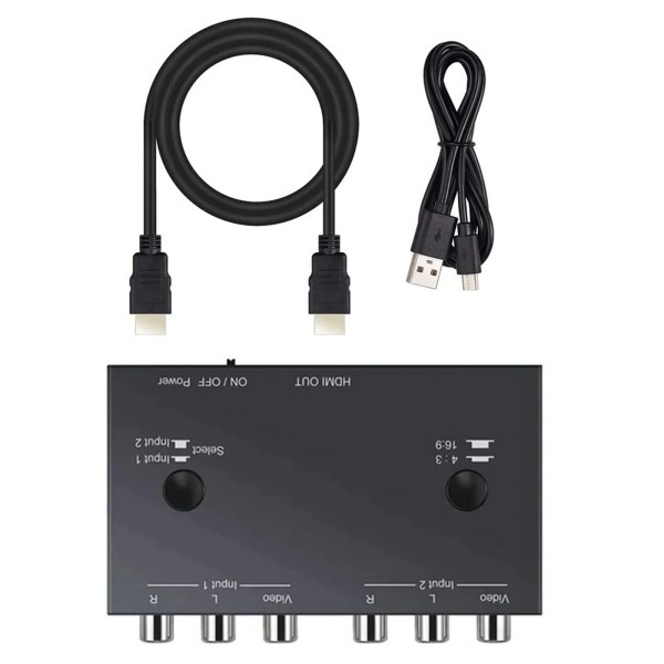Universal 2 Port AV To HDMI Converter 2RCA To HDMI