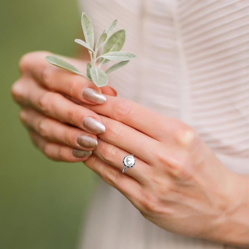 Healeved Pearl Ring for Women Elegant Cocktail Ring with Unique