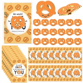Juinte 20 Sets Cna Week Appreciation Gifts Inspirational Pretzel Lapel Pins Thank You for All You Do Cards with Bags for Nurse Teacher Coworker Staff Employee Team