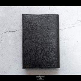 Maf Pinto (マフ ピント) ADRIA LINE Book Cover - Genuine Leather - Made in Japan (64. Black, Bunko (Free Size))