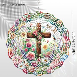 Hanging Wind Spinners Outdoor - Metal Cross Decor 3D Wind Spinner