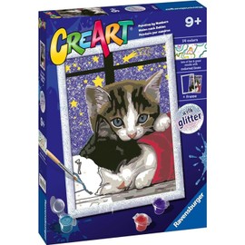 Ravensburger - CreArt D Series Kitten Painting Kit by Numbers Includes a Pre-Printed Board, Brush, Paints and Accessories, Creative Game for Boys and Girls Aged 7+