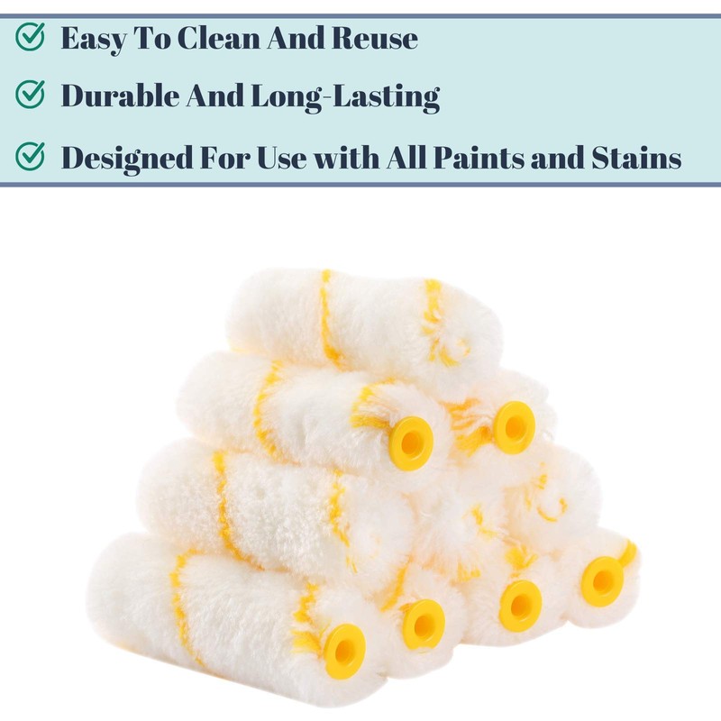 Bates- Paint Rollers, 4 inch Paint Roller with 10 Covers,